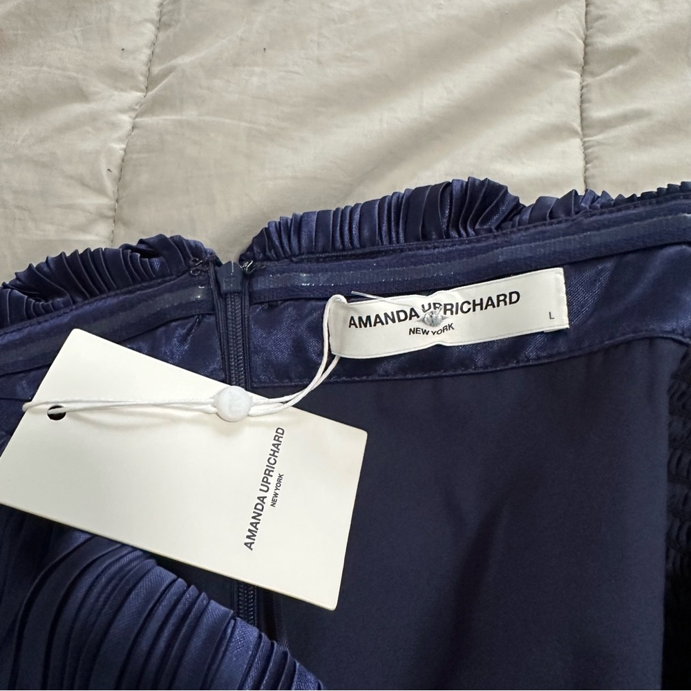 Amanda Uprichard Collina Jumpsuit NWT Women's Size Large Navy Plisse Cocktail - Picture 7 of 9